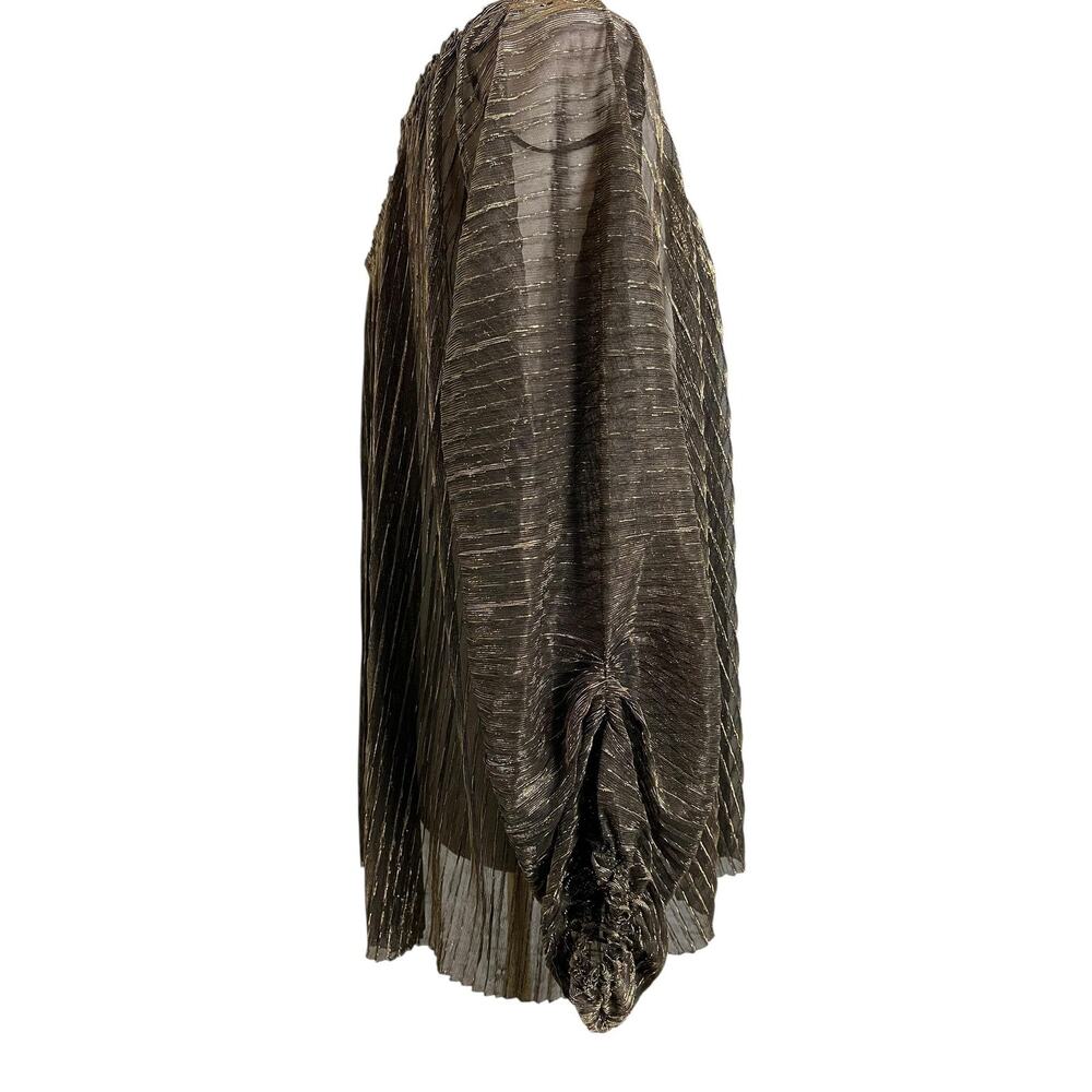MM Couture By Miss Me One Shoulder Blouse XL XXL Gold Metallic Pleated Sheer - Picture 5 of 9